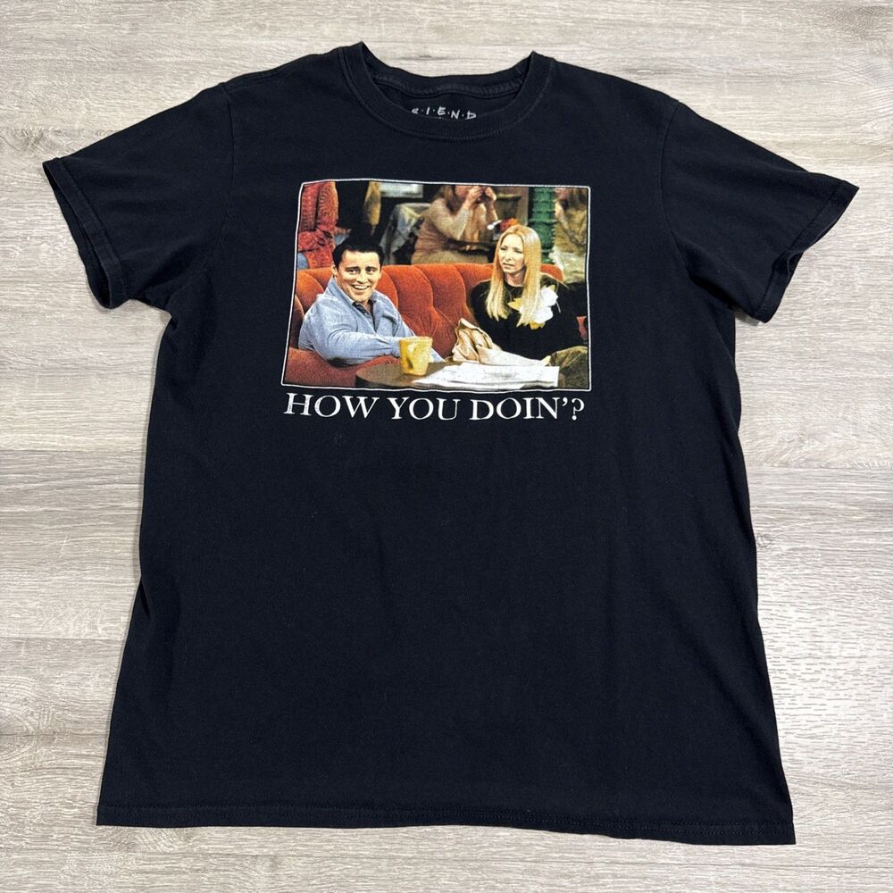 Friends Shirt Men’s Medium Black Joey How You Doin’ Central Perk 100% Cotton